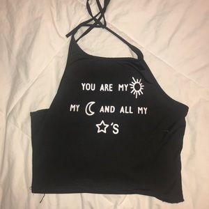Black halter top with quote